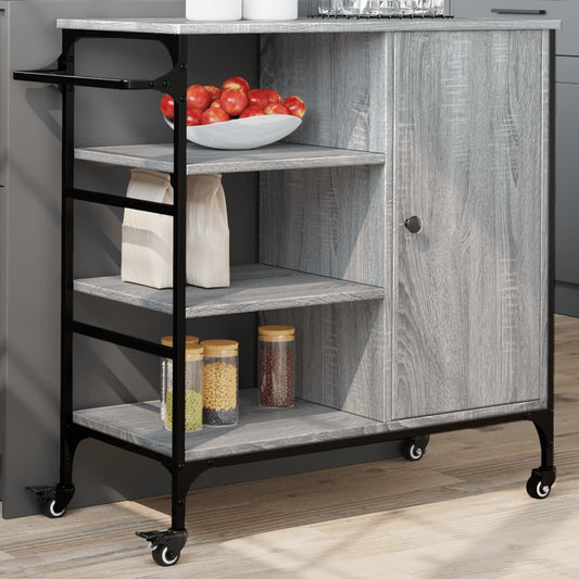 Kitchen Trolley Grey Sonoma 87,5x38,5x84,5 cm Engineered Wood
