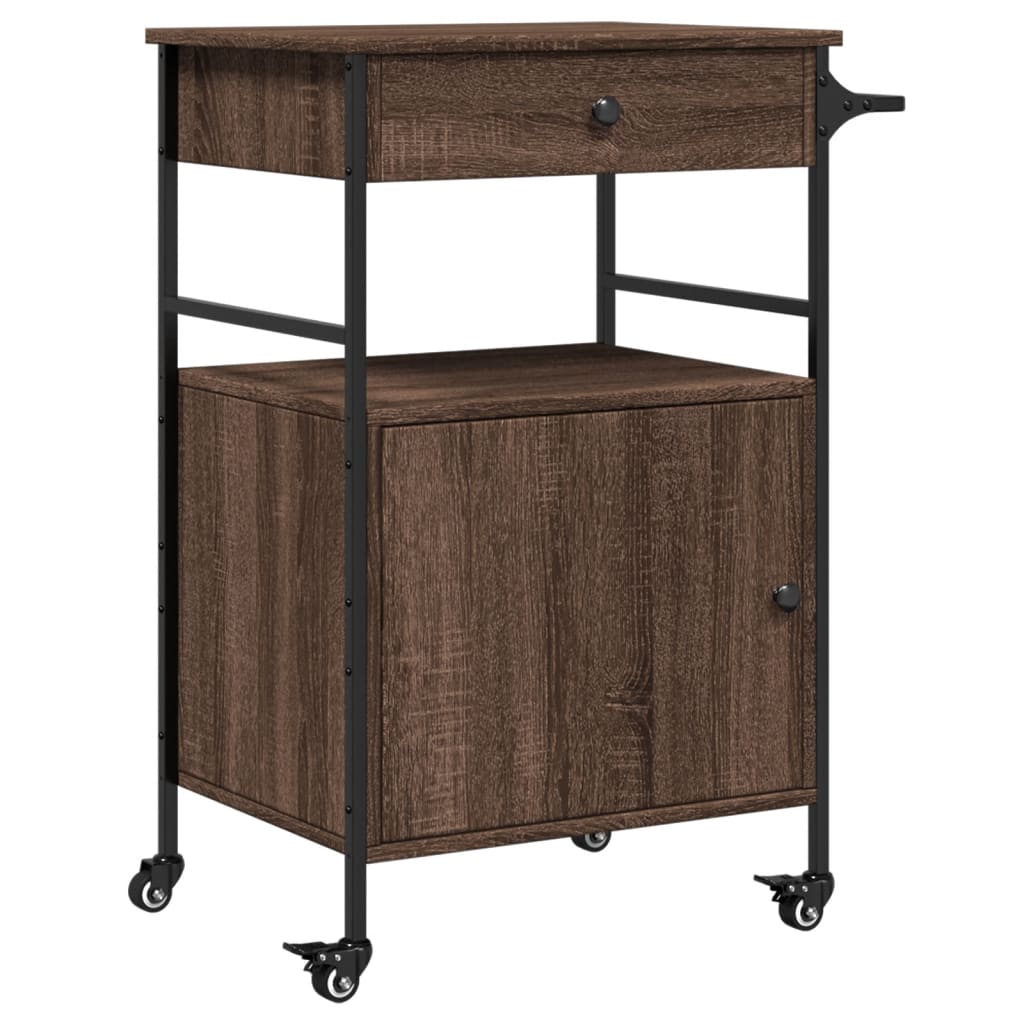 Kitchen Trolley Brown Oak 56x43x89,5 cm Engineered Wood