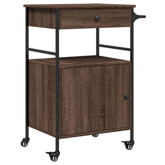 Kitchen Trolley Brown Oak 56x43x89,5 cm Engineered Wood