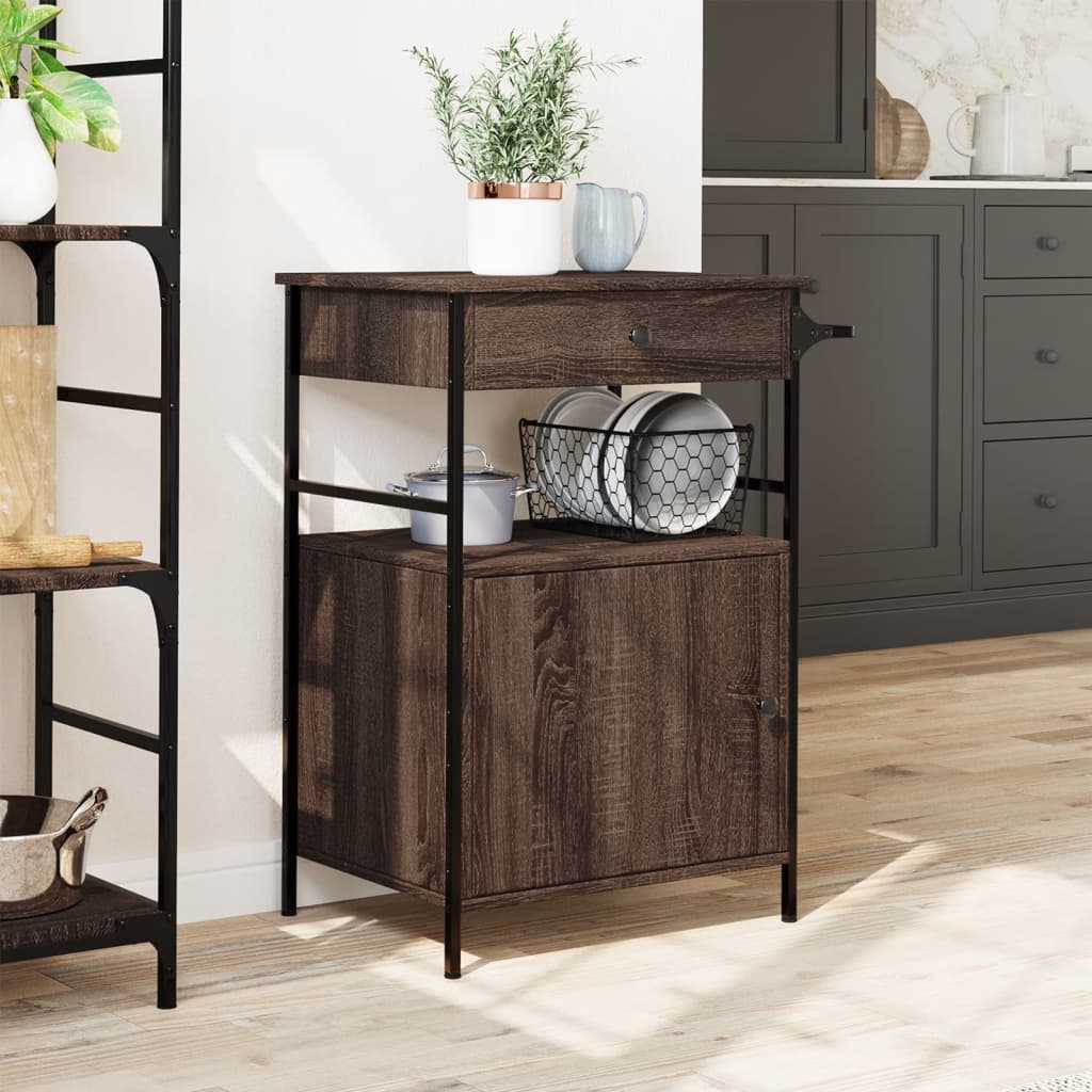 Kitchen Trolley Brown Oak 56x43x89,5 cm Engineered Wood