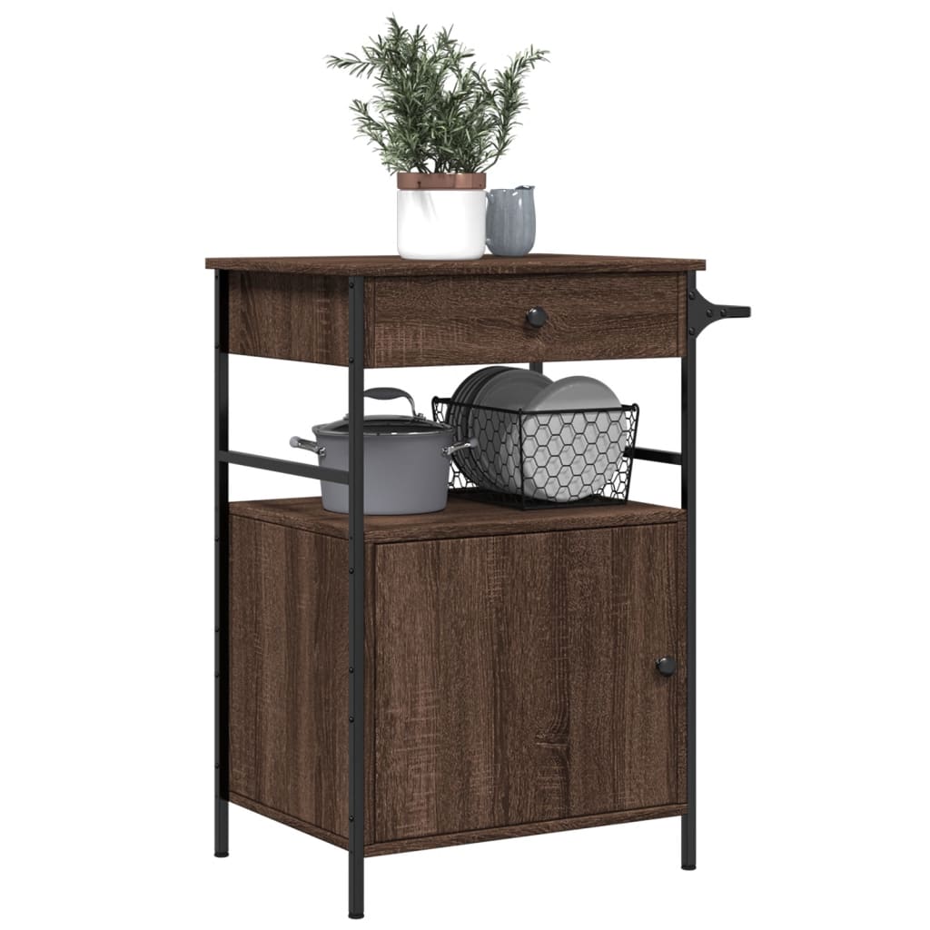 Kitchen Trolley Brown Oak 56x43x89,5 cm Engineered Wood