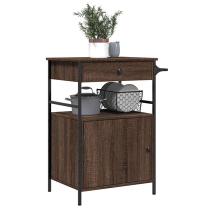 Kitchen Trolley Brown Oak 56x43x89,5 cm Engineered Wood