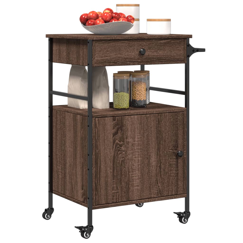 Kitchen Trolley Brown Oak 56x43x89,5 cm Engineered Wood