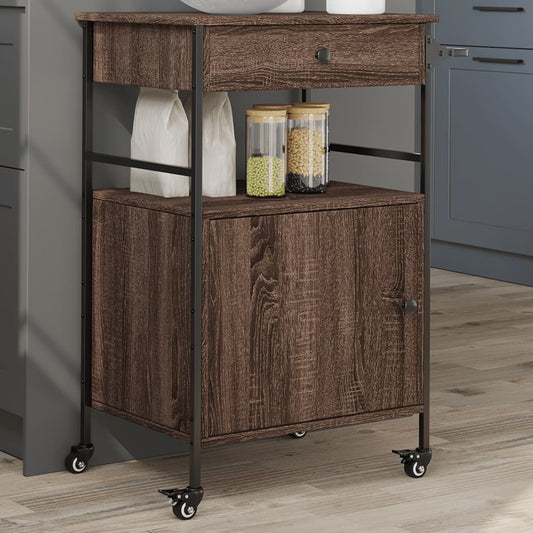 Kitchen Trolley Brown Oak 56x43x89,5 cm Engineered Wood