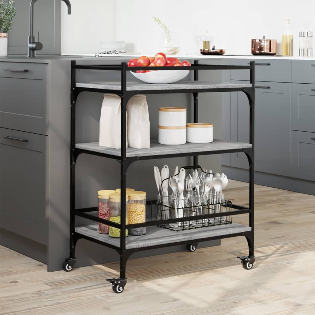 Kitchen Trolley Grey Sonoma 65x40x86.5 cm Engineered Wood