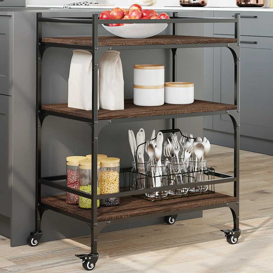 Kitchen Trolley Brown Oak 65x40x86,5 cm Engineered Wood