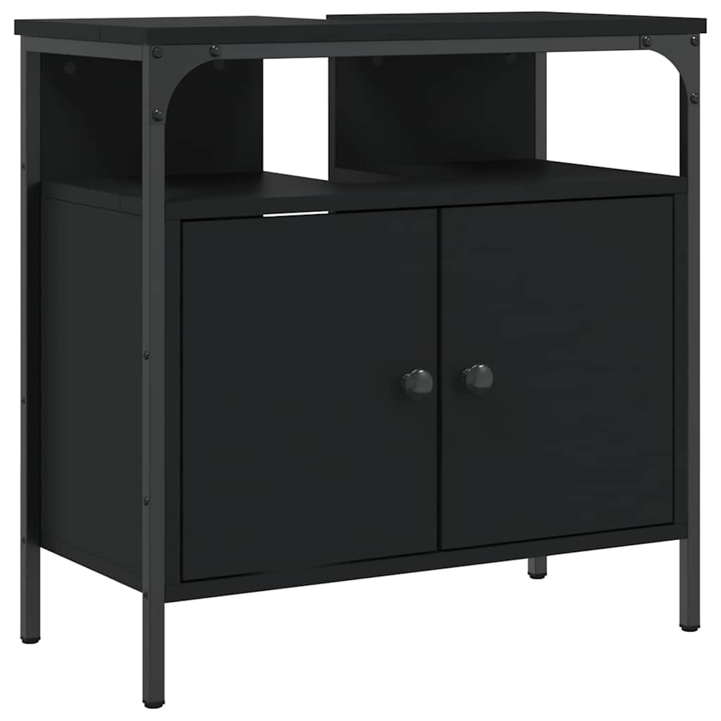 Bathroom Sink Cabinet | Black | Engineered wood | Medium