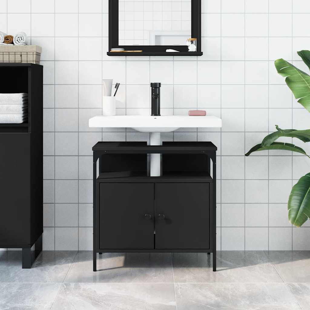 Bathroom Sink Cabinet | Black | Engineered wood | Medium