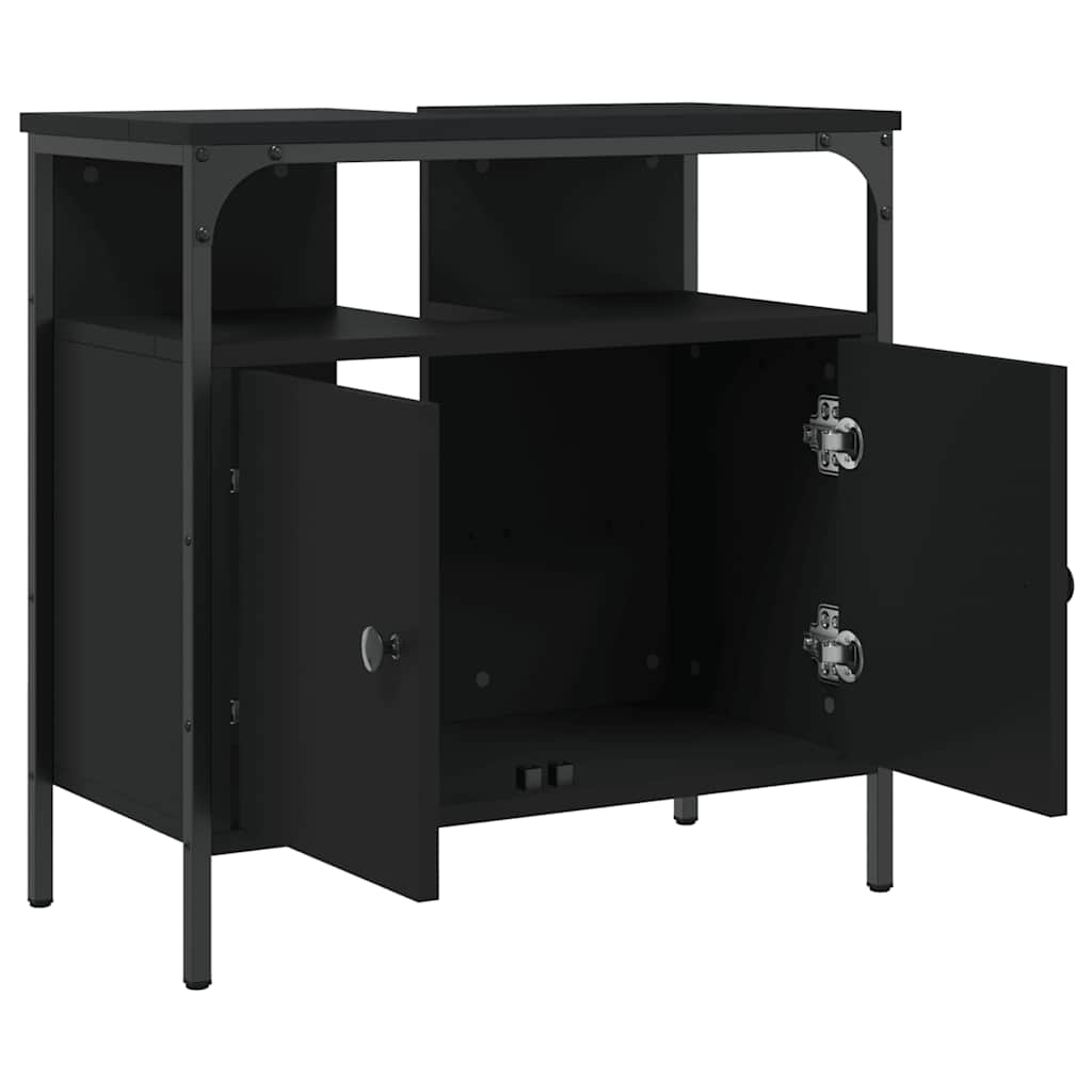 Bathroom Sink Cabinet | Black | Engineered wood | Medium