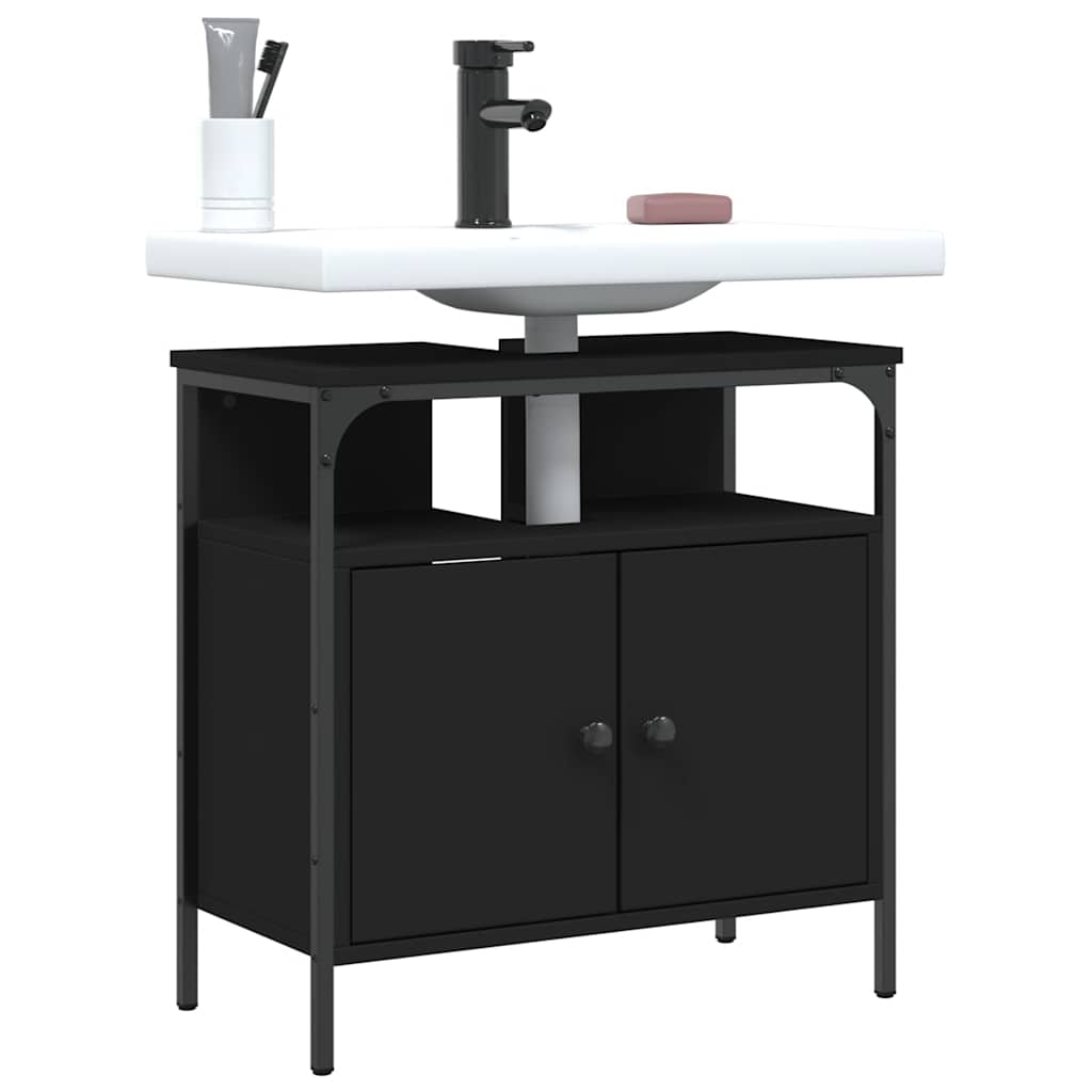 Bathroom Sink Cabinet | Black | Engineered wood | Medium