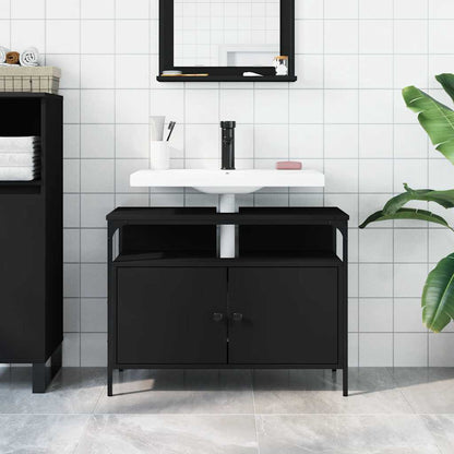 Bathroom Sink Cabinet | Black | Engineered wood, powder-coated steel