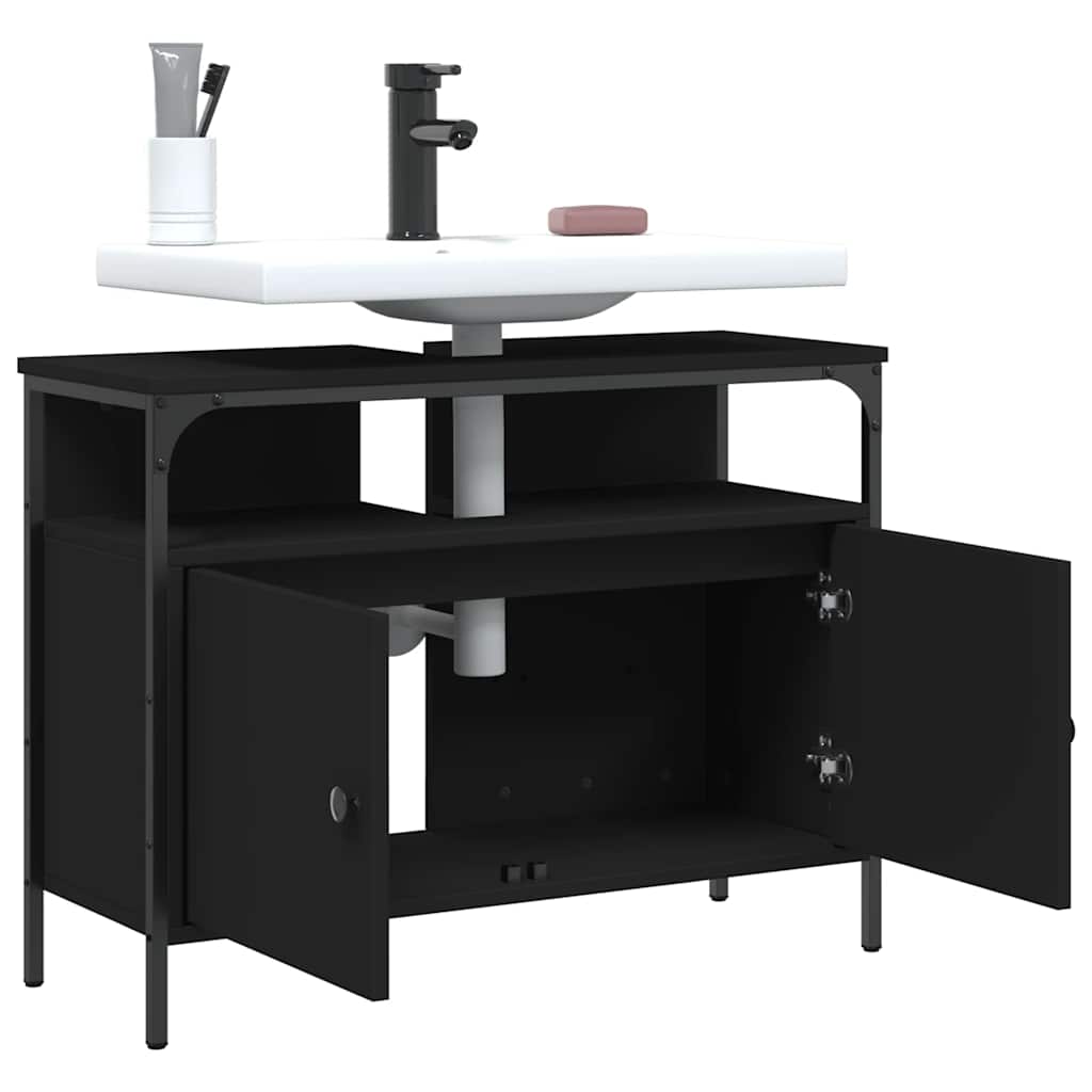 Bathroom Sink Cabinet | Black | Engineered wood, powder-coated steel