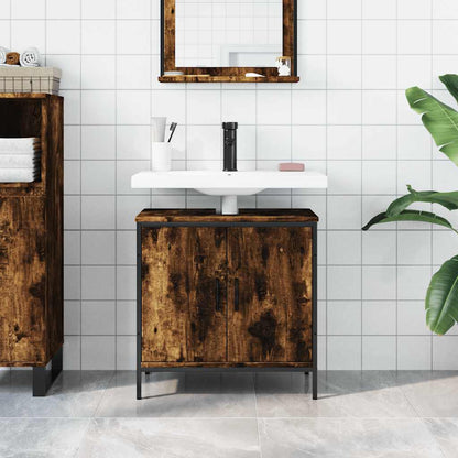 Bathroom Sink Cabinet Smoked Oak 60x30x60 cm Engineered Wood