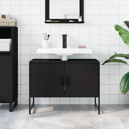 Bathroom Sink Cabinet | Black | Engineered wood | Medium