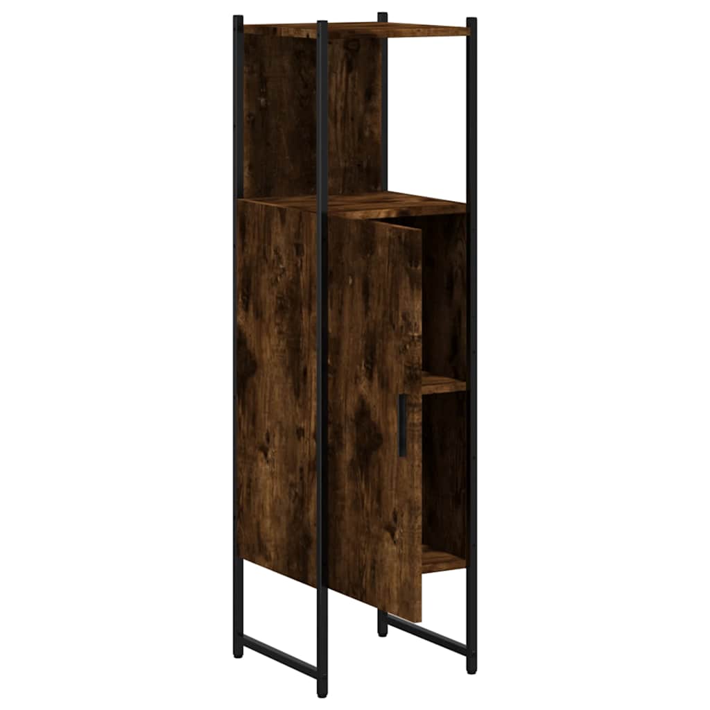 Bathroom Cabinet Smoked Oak 33x33x120,5 cm Engineered Wood
