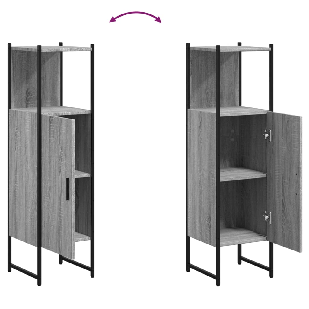 Bathroom Cabinet Grey Sonoma 33x33x120,5 cm Engineered Wood