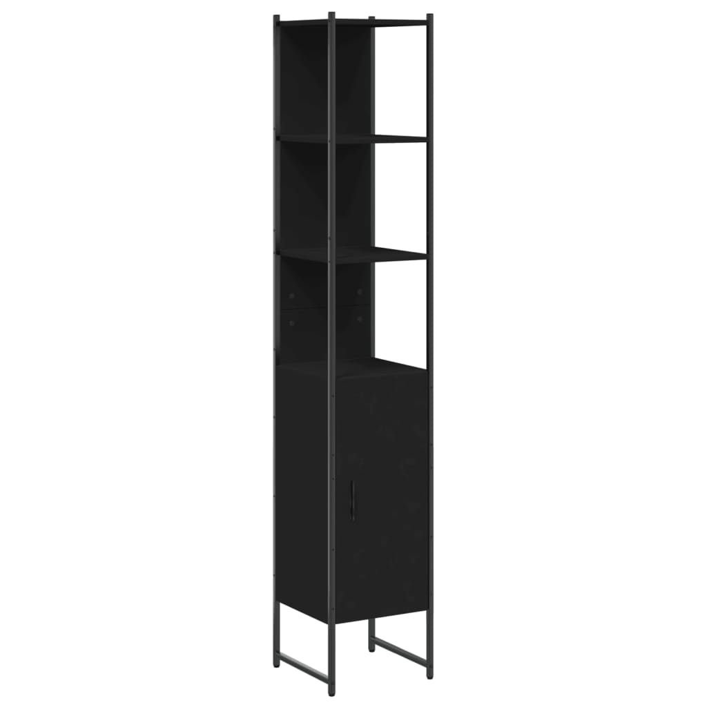 Tall Bathroom Cabinet | Black | Engineered wood | Rectangular
