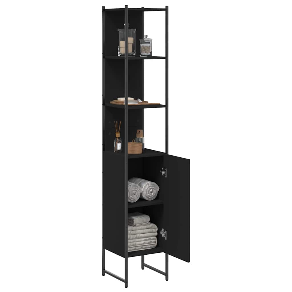 Bathroom Cabinet Black 33x33x185,5 cm Engineered Wood