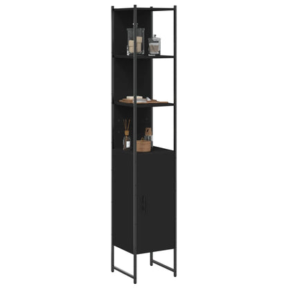 Tall Bathroom Cabinet | Black | Engineered wood | Rectangular