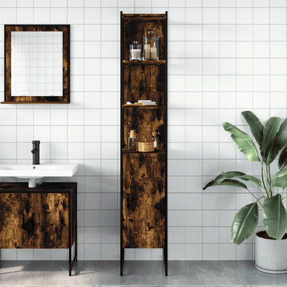 Bathroom Cabinet Smoked Oak 33x33x185,5 cm Engineered Wood