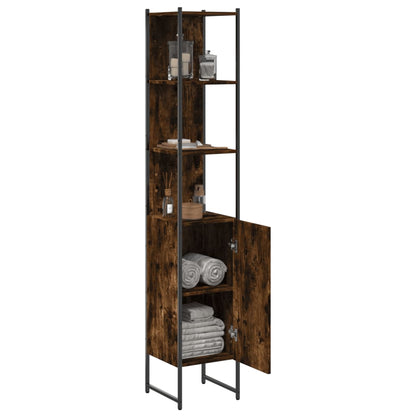 Bathroom Cabinet Smoked Oak 33x33x185,5 cm Engineered Wood