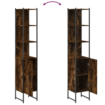 Bathroom Cabinet Smoked Oak 33x33x185,5 cm Engineered Wood