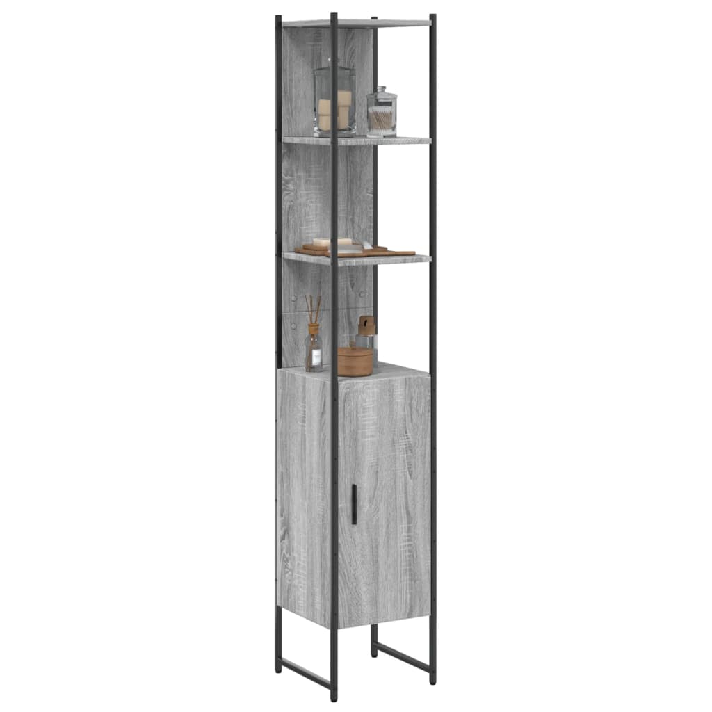 Bathroom Cabinet Grey Sonoma 33x33x185,5 cm Engineered Wood