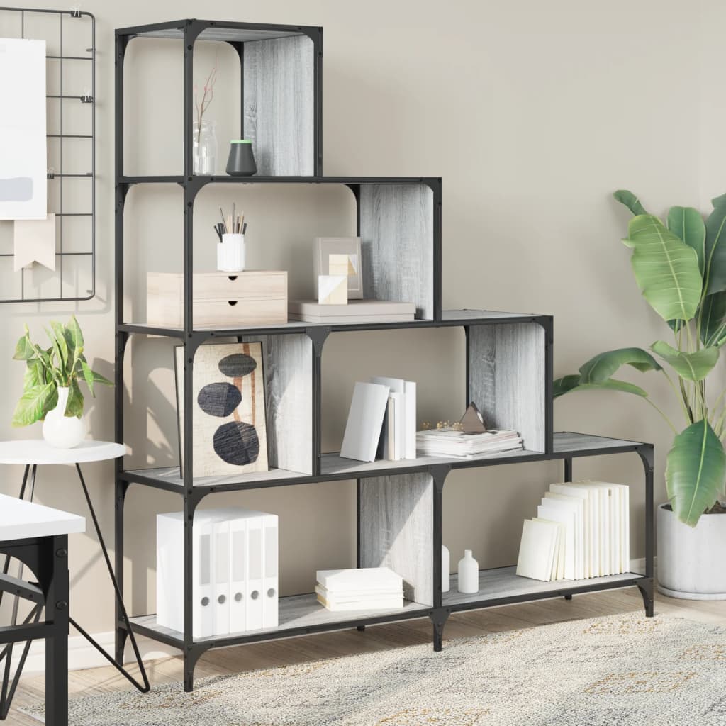 Bookcase 4-Stair Grey Sonoma 139x33,5x149 cm Engineered Wood