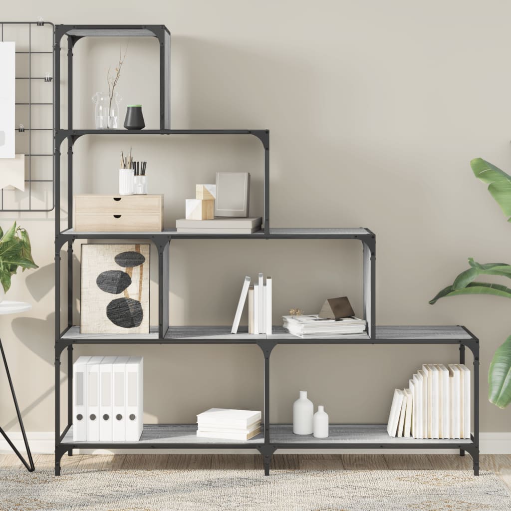 Bookcase 4-Stair Grey Sonoma 139x33,5x149 cm Engineered Wood
