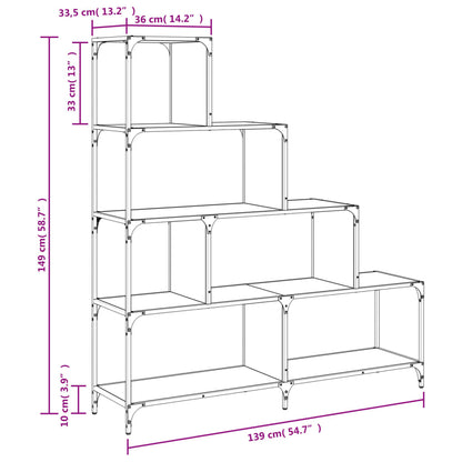 Bookcase 4-Stair Grey Sonoma 139x33,5x149 cm Engineered Wood