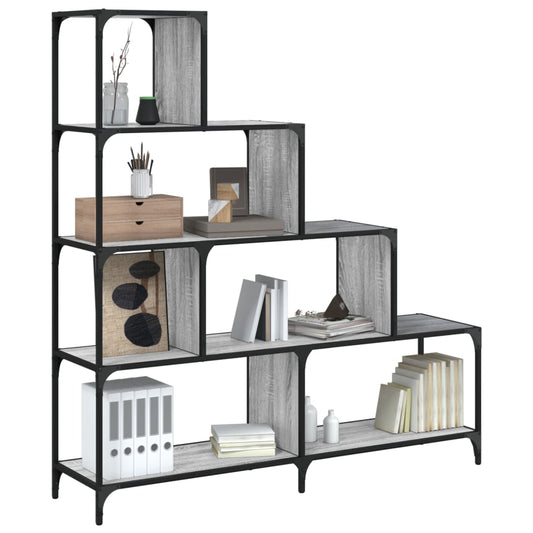 Bookcase 4-Stair Grey Sonoma 139x33,5x149 cm Engineered Wood