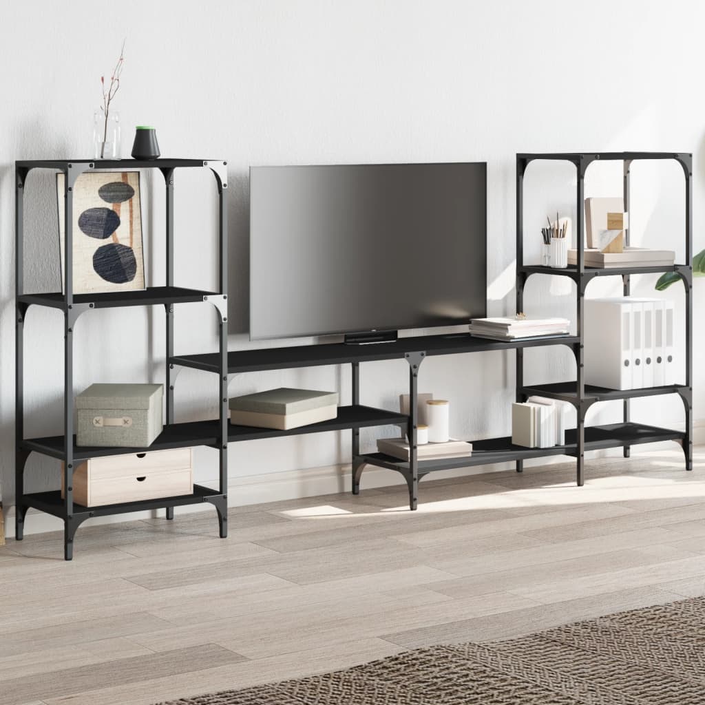 TV Cabinet Black 206,5x28,5x95 cm Engineered Wood