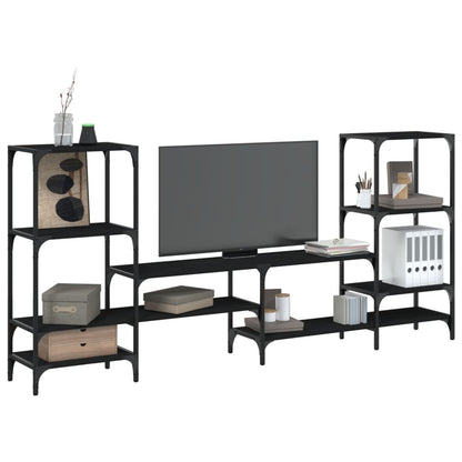 TV Cabinet Black 206,5x28,5x95 cm Engineered Wood