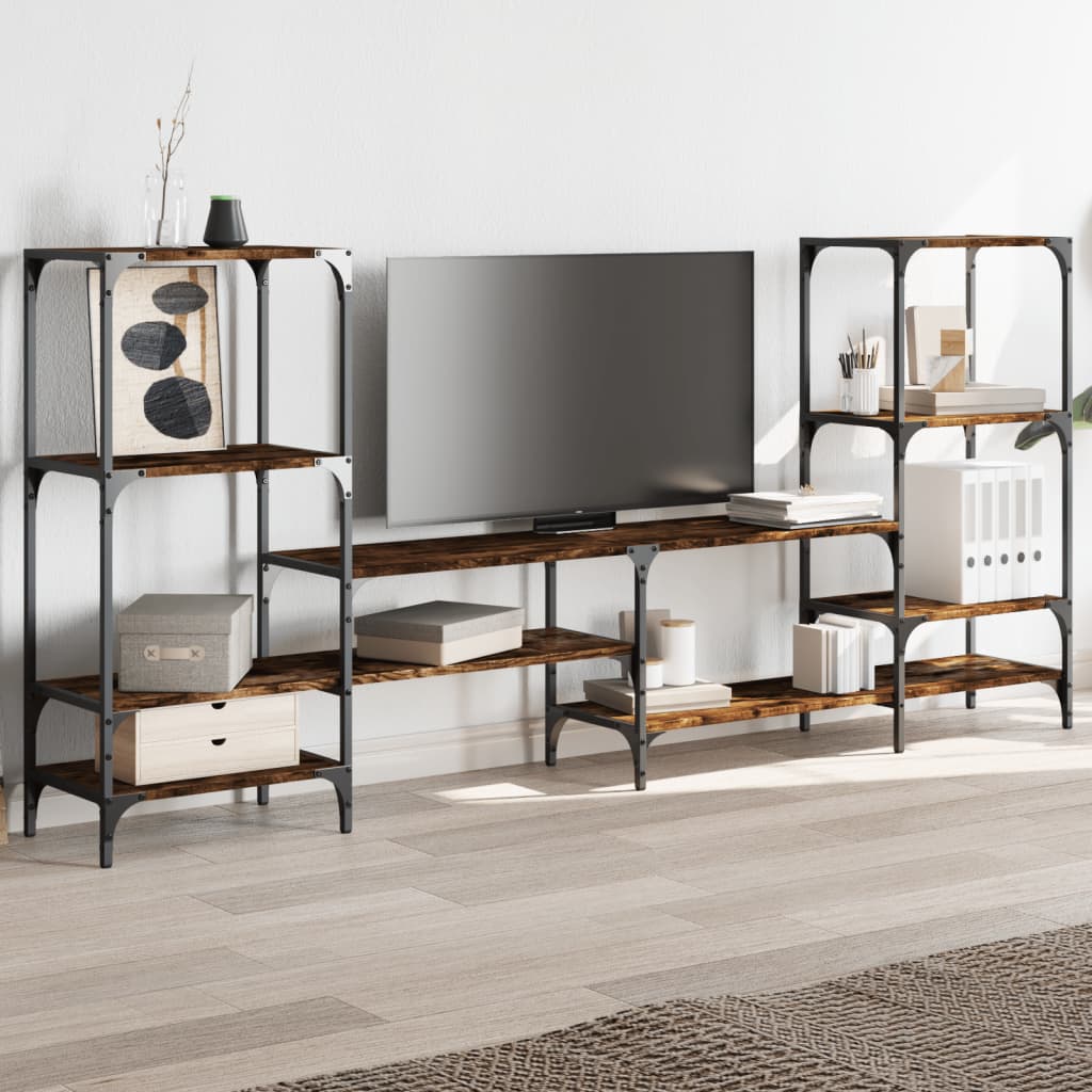 TV Cabinet Smoked Oak 206,5x28,5x95 cm Engineered Wood