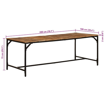 Dining Table 200x100x75 cm Solid Wood Rough Mango