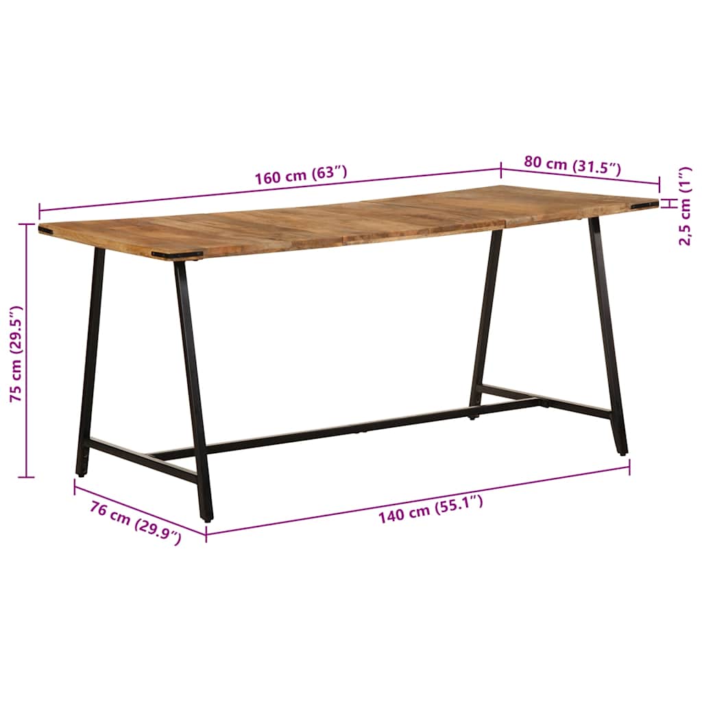 Dining Table 160x80x75 cm Solid Wood Mango