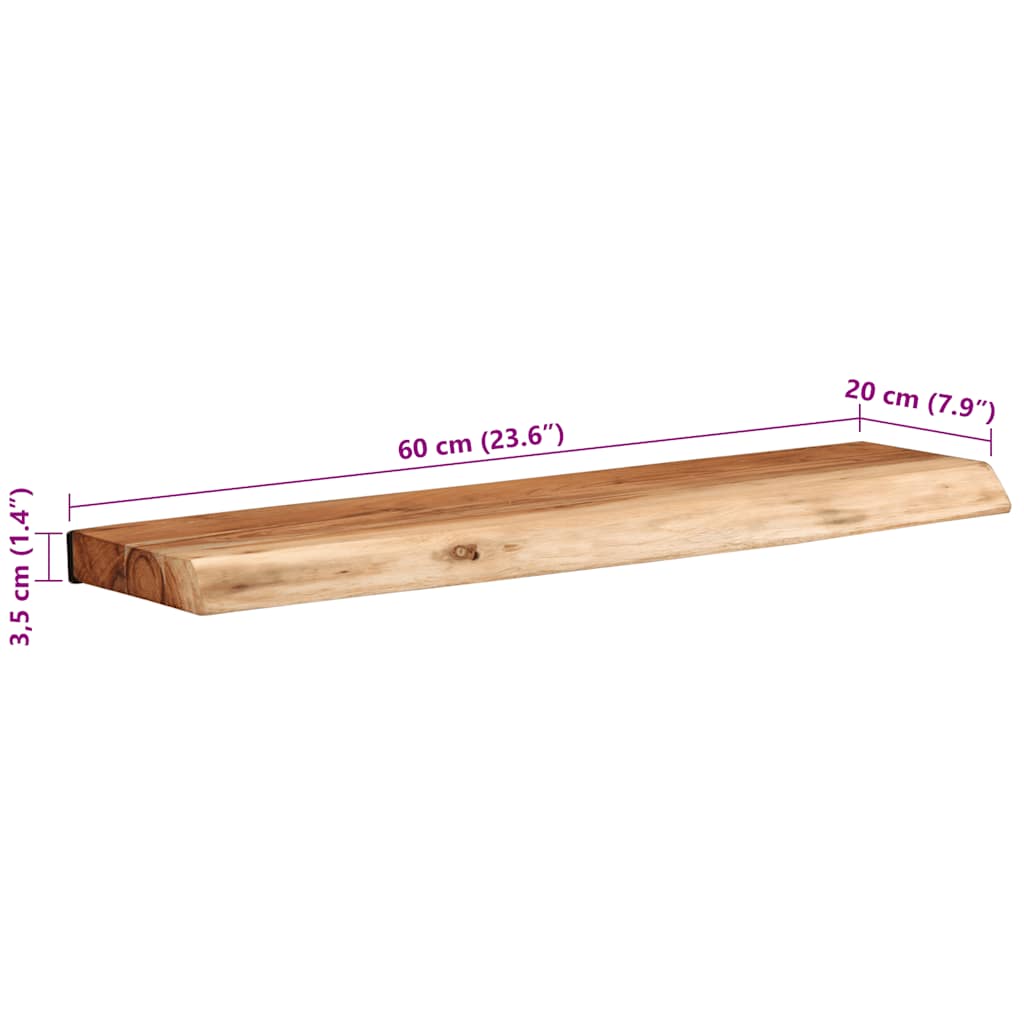 Wall Shelves 2 pcs 60x20x3.5 cm Solid Wood Acacia
