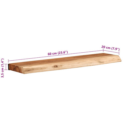 Wall Shelves 2 pcs 60x20x3.5 cm Solid Wood Acacia