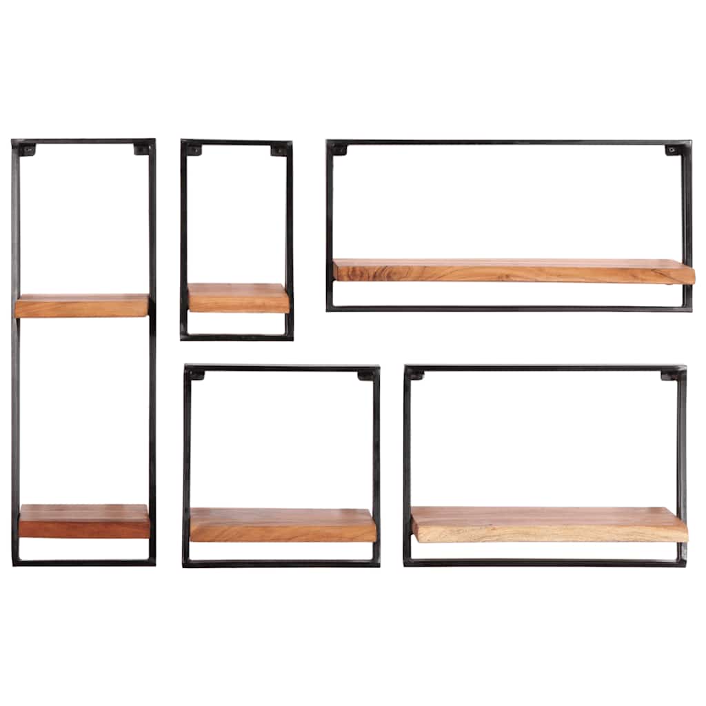Wall Shelves 5 pcs Solid Wood Acacia