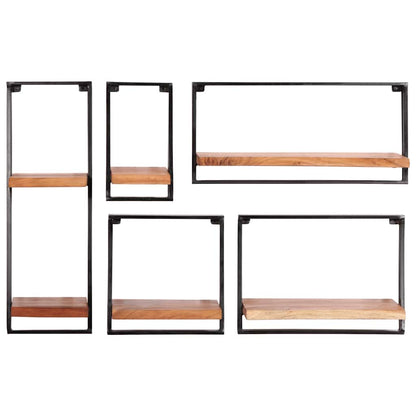 Wall Shelves 5 pcs Solid Wood Acacia