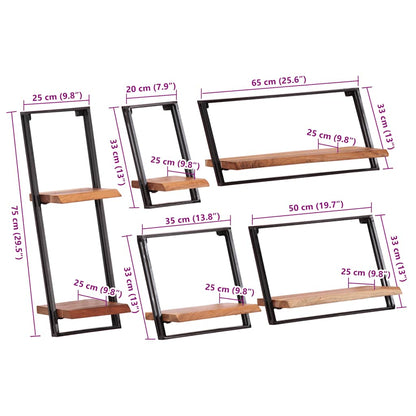 Wall Shelves 5 pcs Solid Wood Acacia