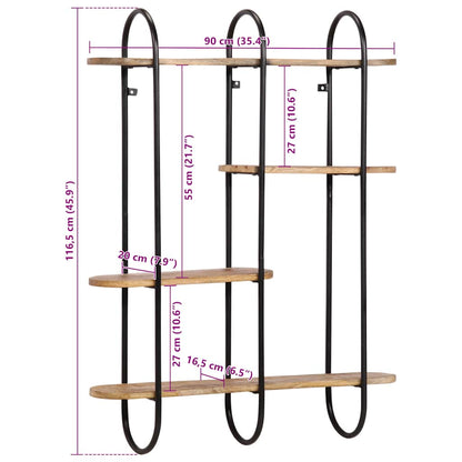 Wall Shelf 90x20x116.5 cm Solid Rough Wood Mango