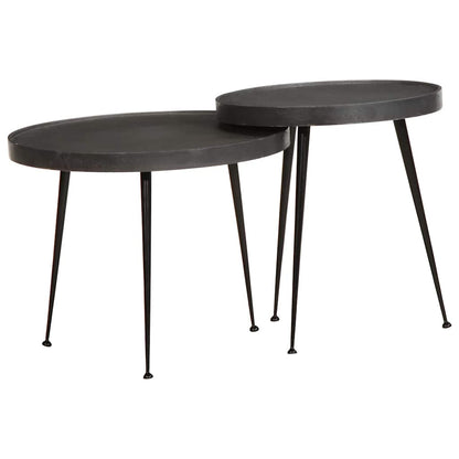 Coffee Table 2 pcs Black Engineered Wood