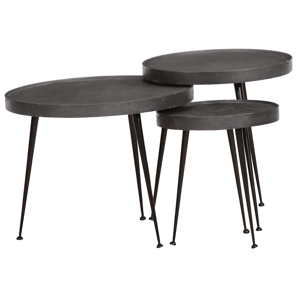 Coffee Table 3 pcs Black Engineered Wood