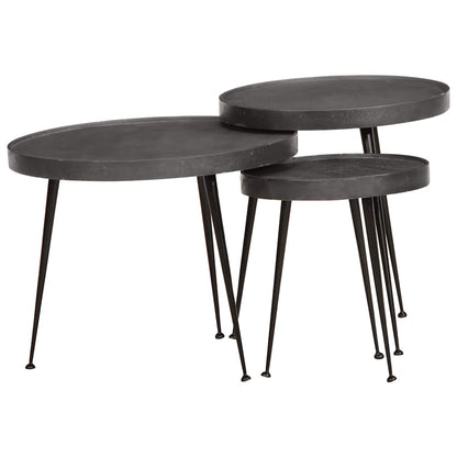 Coffee Table 3 pcs Black Engineered Wood