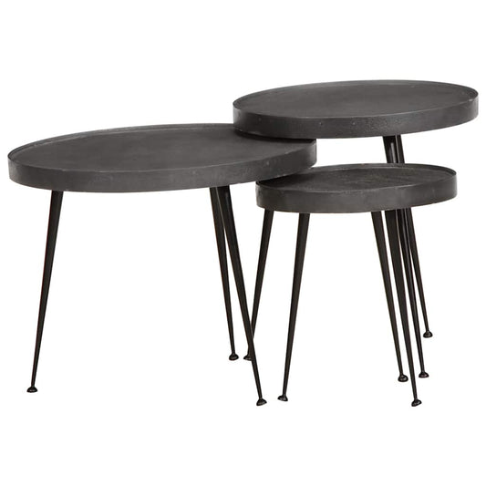 Coffee Table 3 pcs Black Engineered Wood
