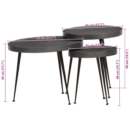 Coffee Table 3 pcs Black Engineered Wood