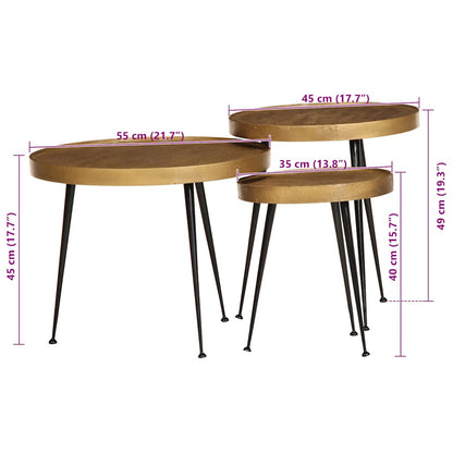 Coffee Table 3 pcs Golden Engineered Wood