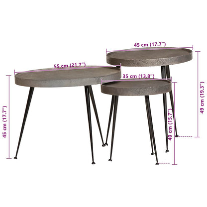 Coffee Table 3 pcs Silver Engineered Wood