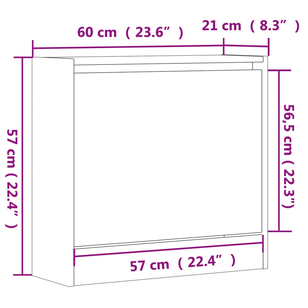 Shoe Cabinet White 60x21x57 cm Engineered Wood